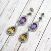 Amethyst and Citrine Double Drop Earrings