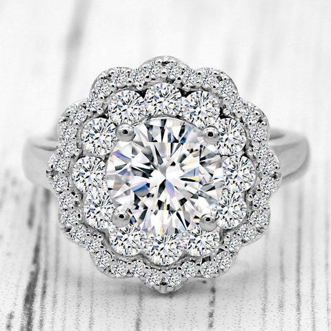 Amazing Flower Halo Diamond Ring 1.8 CT
