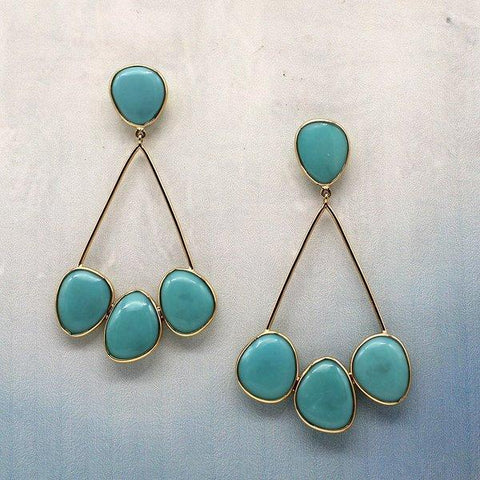Turquoise Earrings In 18KT Gold