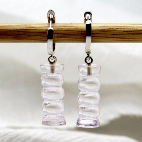 Stylish Rose Quartz Dangle Earrings