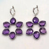Amethyst Flower Dangling Earrings