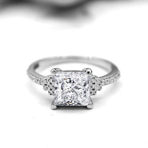 3.00 CT Classic Princess Solitaire Diamond Engagement Ring