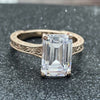 Exquisite 3.75 Ct Emerald Cut Moissanite Ring| 14K Solid Rose Gold