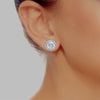 Round Halo Stud Simulated Diamond Earrings