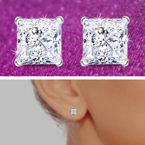 Princess Cut Stud Earrings VVS FG Color IGI Certified Brilliant Shine 0.30 CT