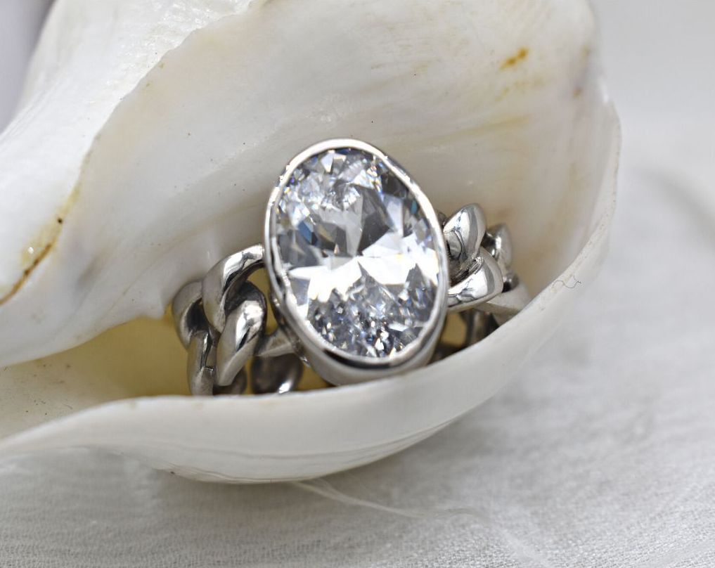 5 ct TGW Halo Cubic Zirconia Engagement Ring | Ice Jewellery Australia