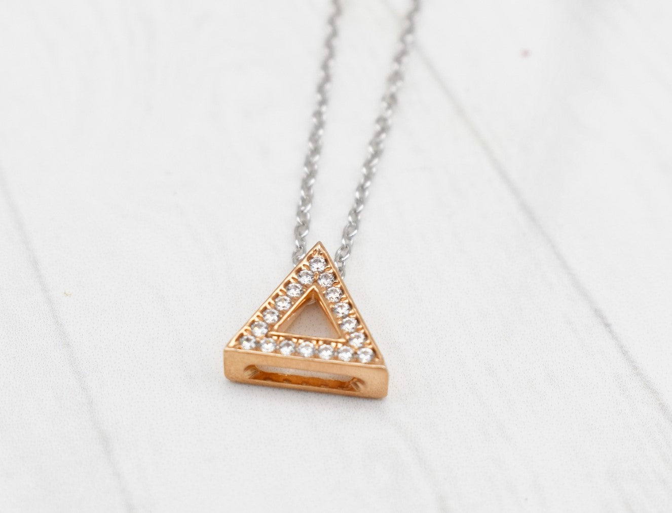 Triangle Diamond Necklace 14K / 18K Yellow Gold Minimalist -  Israel