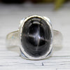 Black Diopside Oval Cabochon Shape Ring