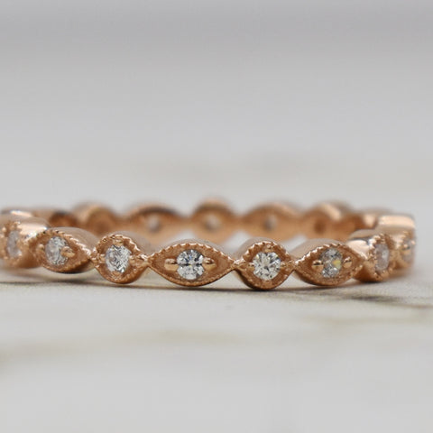 STUNNING DIAMOND CZ| 14K SOLID ROSE GOLD STACKABLE RING| WEDDING BAND| ENGAGEMENT RING| APRIL BIRTHSTONE| DELICATE EVERYDAY JEWELLERY