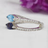 Exquisite Sky blue topaz| Iolite| CZ Double layer Ring| 14k white gold plated| 925 sterling silver|