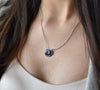 Delicate Blue sapphire Cubic Zirconia oval-shaped necklace