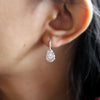 Pear Double Halo Dangle Wedding Earrings