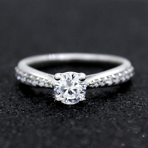 Round-Cut Solitaire With Accents Diamond Engagement Ring