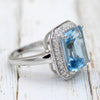 Sky Blue Topaz and Diamond Halo Ring