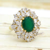 Oval Green Crystal Pear Cut Statement Fine Ring