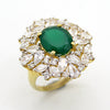 Oval Green Crystal Pear Cut Statement Fine Ring
