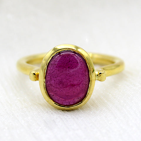 Ruby Red Oval Crystal Single Stone Ring