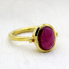 Ruby Red Oval Crystal Single Stone Ring