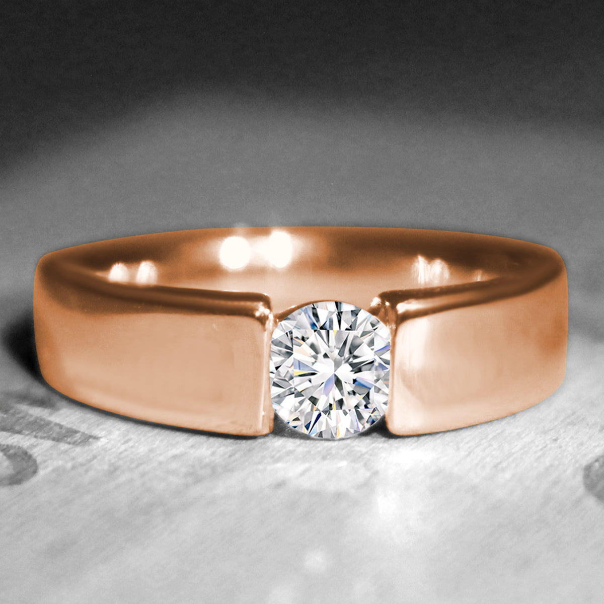 Ready to Ship - Ring Size 21, Platinum & Rose Gold Single Diamond Ring