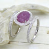 Natural Pink Ruby CZ Double Row Wrap Fine Rings