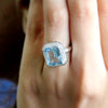 Sky Blue Topaz and Diamond Halo Ring