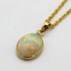 Natural Oval Opal Cabochon Pendant 18kt Yellow Gold