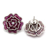Flower Statement Earrings Invisible Paving/Mystery Set Red Ruby Simulant