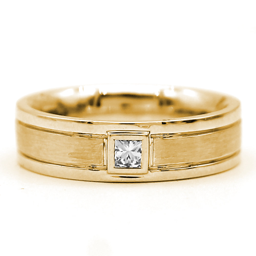 Princess Cut Diamond Men's Wedding Band 18k Pure Gold Ring VVS F-G IGI –  Archariel