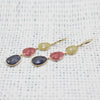 Natural Ruby Yellow Blue Sapphire Triple Dangle Drop Earrings