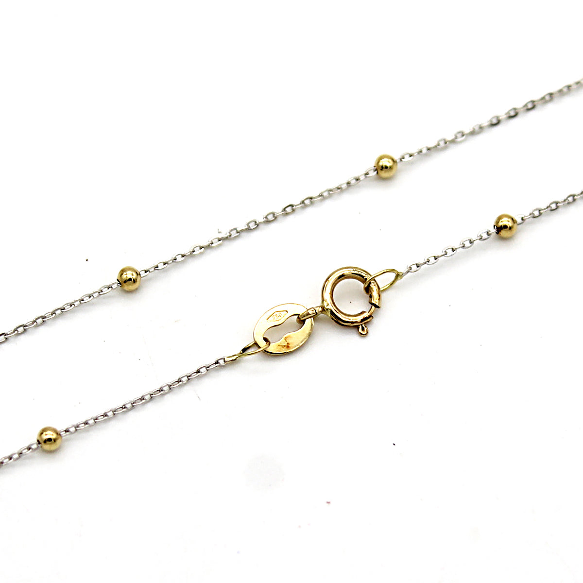 18k Solid White Gold Cable Chain With Solid Yellow Gold 18k Solid White Gold Cable Chain With Solid Yellow Gold