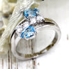Two Stone Natural Blue Topaz Fine Ring