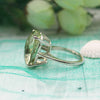 925 Sterling Silver Natural Green Quartz Oval Statement Ring