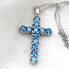 London Blue Topaz Classic Religious Cross Necklace Pendant