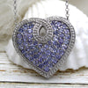 Tanzanite Halo Heart Necklace Pendant