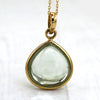 18k Yellow Gold Natural Green Amethyst Fine Necklace Pendant