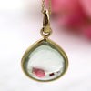 18k Yellow Gold Natural Green Amethyst Fine Necklace Pendant