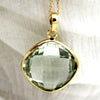 Natural Green Amethyst Fine Necklace Pendant 18k Yellow Gold