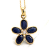 Natural Blue Sapphire Diamond Fine Flower Pendant