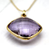 18k Solid Yellow Gold Natural Amethyst Fine Necklace Pendant