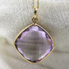 18k Solid Yellow Gold Natural Amethyst Fine Necklace Pendant