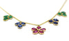Flower Necklace Natural Ruby Blue Sapphire Emerald 18k Solid Yellow Gold