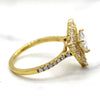 Trillion Double Halo Simulated Diamond Engagement Ring 14kt Yellow Gold