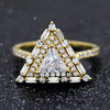 Trillion Double Halo Simulated Diamond Engagement Ring 14kt Yellow Gold