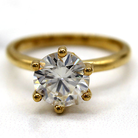 2 Ct Solitaire Moissanite Engagement Ring 14kt Yellow Gold