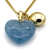 Blue Chalcedony Heart Charm Necklace Pendant