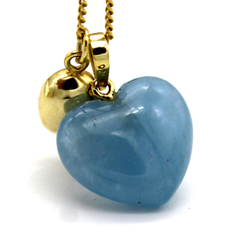 Blue Chalcedony Heart Charm Necklace Pendant