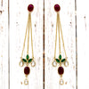 Natural Ruby Emerald White Sapphire 18k Gold Dangling Earring
