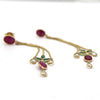 Natural Ruby Emerald White Sapphire 18k Gold Dangling Earring