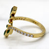 Simulated Emerald & Diamond Leaf Ring 14kt Yellow Gold