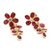 18k Solid Yellow Gold Natural Ruby Diamond Fine Earrings